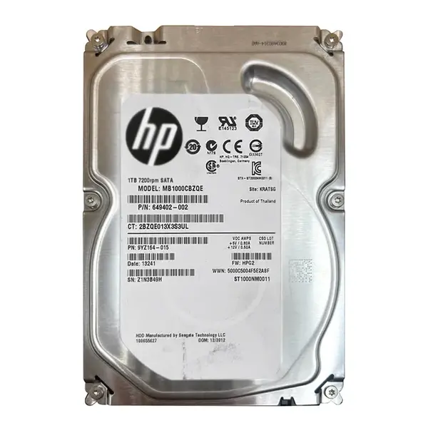649402-002 HP 1TB 1.5Gb/s SATA 7200 3.5-inch 64MB Hard Drive