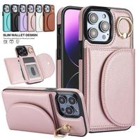 Leather Case for iPhone 16 15, Card Pocket&Ring Kickstand Durable Phone Cases for iPhone 16 15 Pro Max 14 13 12 11 Case,1 Cou...