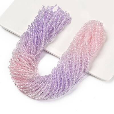 Transparent Painted Glass Beads Strands