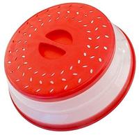 Microwave Food Cover Splatter Proof Vented & Collapsible With Easy Grip Hand - Colors Red Green & Gray - Pack Of 2 foodcover ...