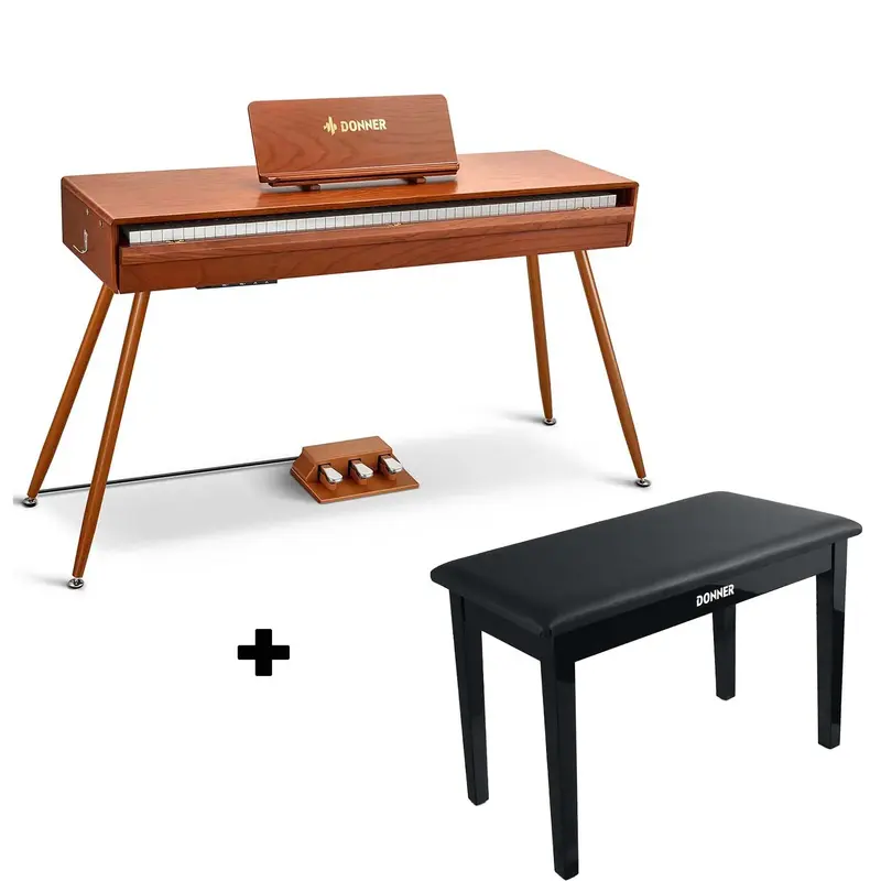 Donner DDP-80 PRO Solid Wood Digital Piano - Piano+Two-seater Bench