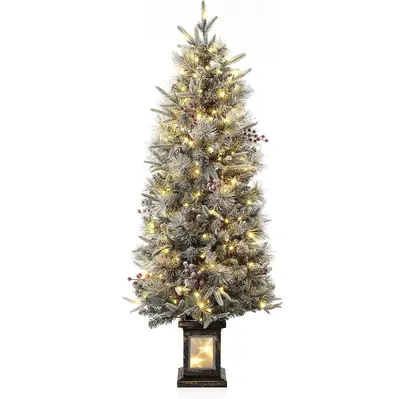 Garvee 4.5ft Christmas Tree, Pre Lit Snow Flocked Artificial Christmas Tree with 200 LED Lights & 8 Lighting Modes, Premium X...