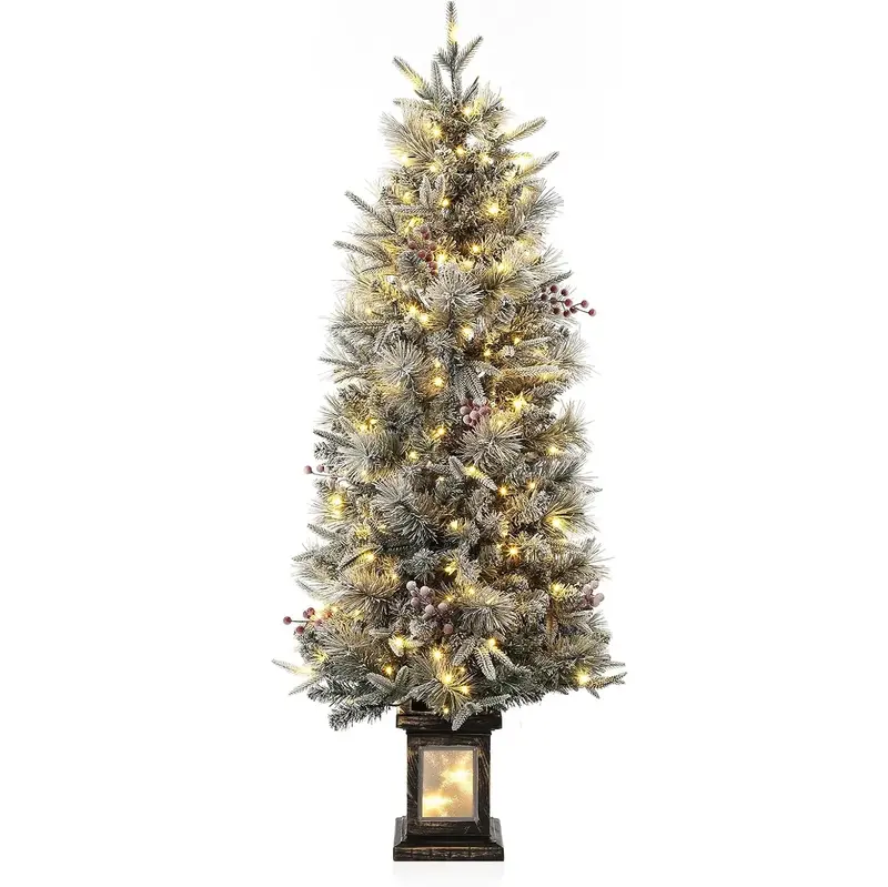 Garvee 4.5ft Christmas Tree, Pre Lit Snow Flocked Artificial Christmas Tree with 200 LED Lights & 8 Lighting Modes, Premium X...