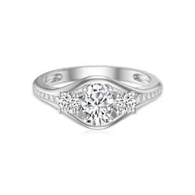 9K White Gold round Shaped & Oval Shaped Diamond Custom Wedding Ring 3EX IGI Certified