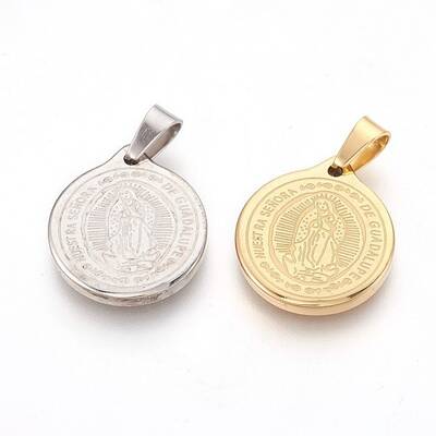 304 Stainless Steel Lady of Guadalupe Pendants