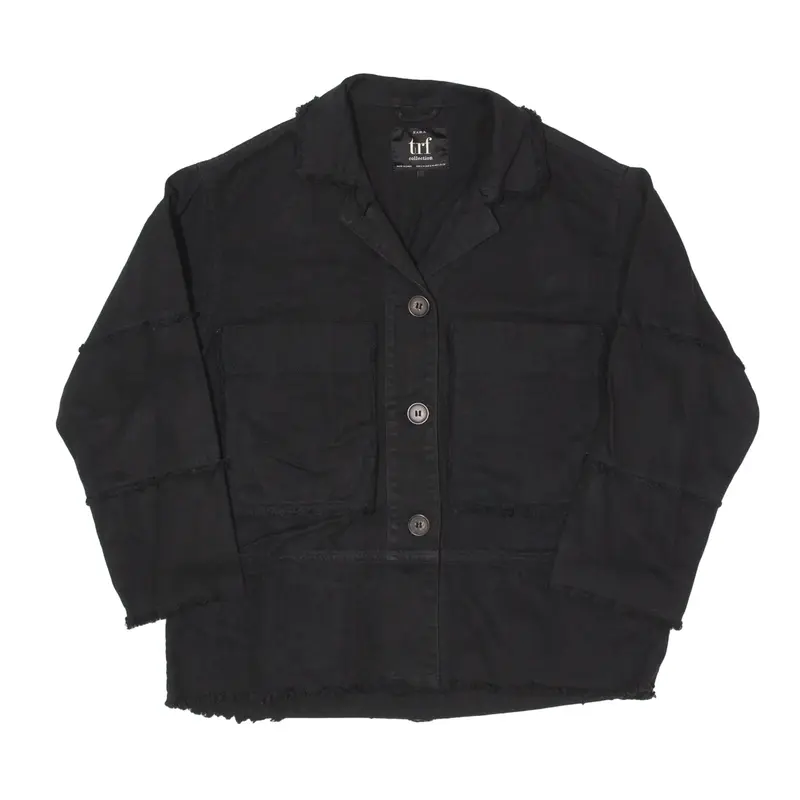 ZARA TRAFALUC Relaxed Fit Denim Jacket Black Womens S