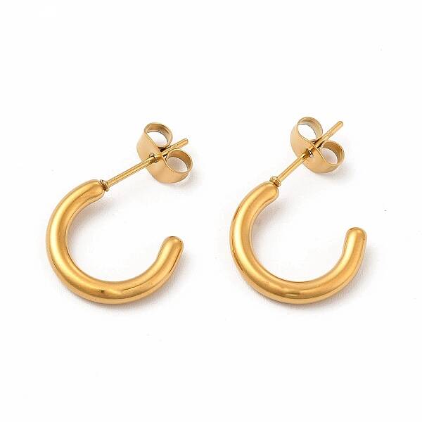 304 Stainless Steel Ring Stud Earrings