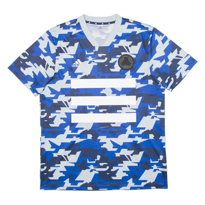 ADIDAS Mens Football Shirt Jersey Blue V-Neck L