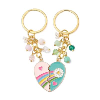 2Pcs Alloy Enamel Charm Keychains