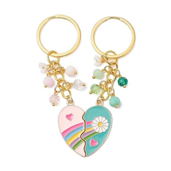 2Pcs Alloy Enamel Charm Keychains