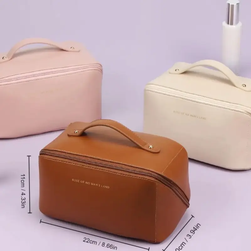 Travel Makeup Bag,Large Capacity Cosmetic Bags for Women,Waterproof Portable Pouch Open Flat Toiletry Bag Make up Organizer w...