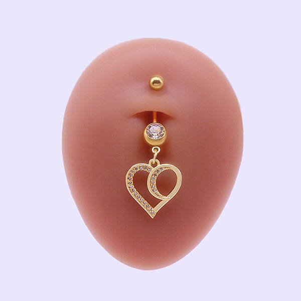 316L Surgical Stainless Steel Micro Pave Clear Cubic Zirconia Belly Rings