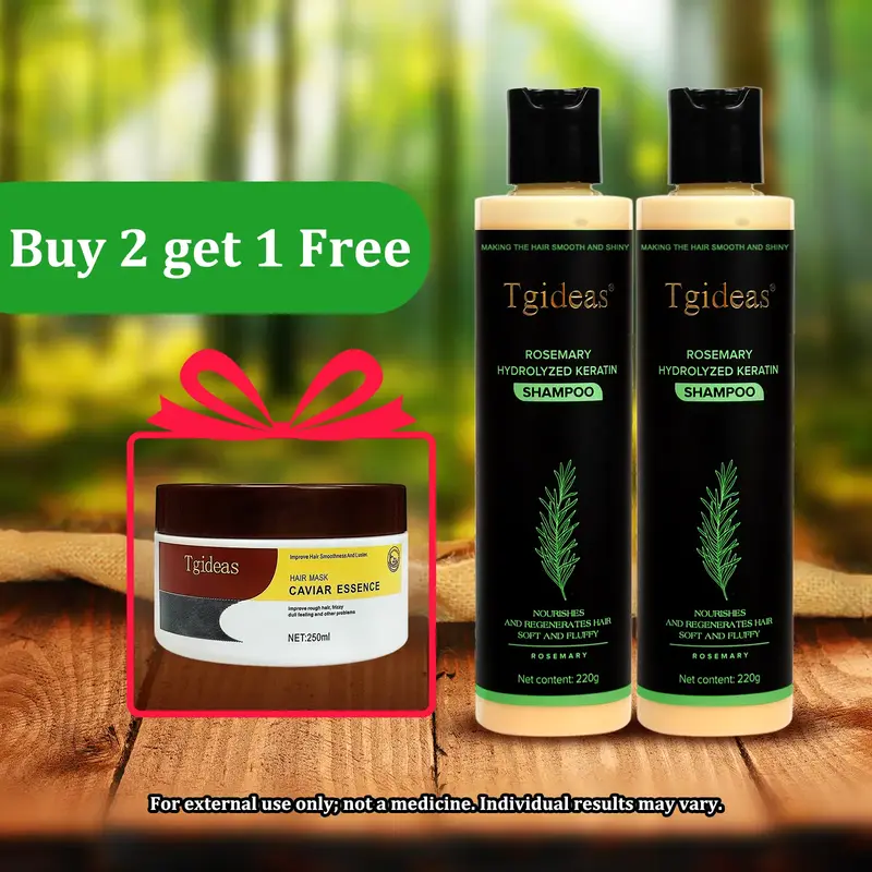 [FallFreshness] BUY 2 GET 1 FREE!Tgideas Rosemary Shampoo + Caviar Hair Mask - Promotes Hair Growth Controls Oil and Dandruff...