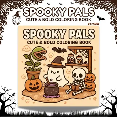 Spooky Pals: Cute & Easy Halloween Coloring Book for Kids, Teens & Adults – Fun Spooky Characters, Simple Designs for Relax...