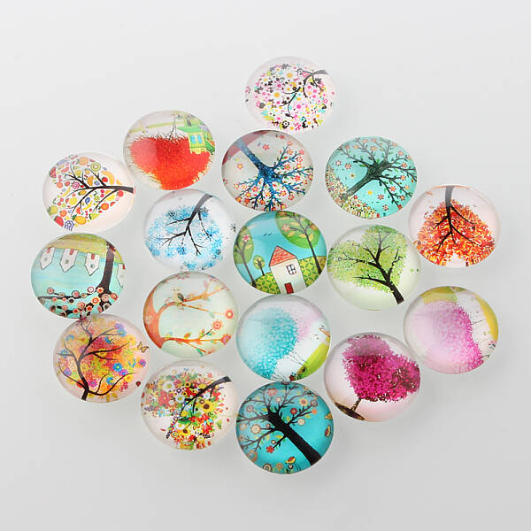 Tree of Life Printed Half Round/Dome Glass Cabochons