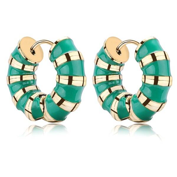 Enamel Striped Thick Hoop Earrings