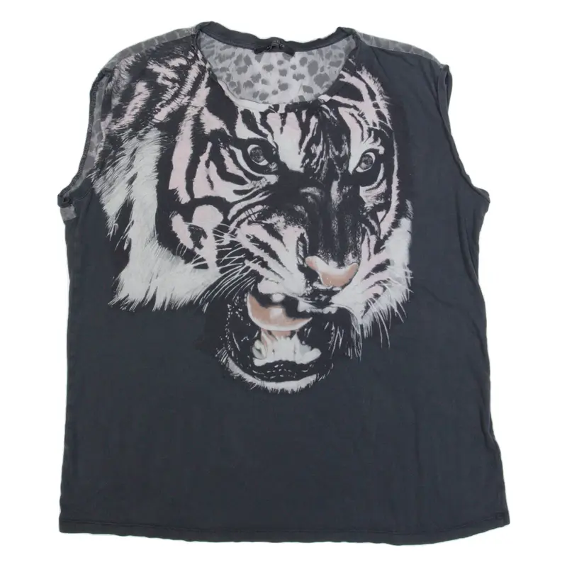 ALL SAINTS Tiger Womens Printed Vest Grey Sleeveless L