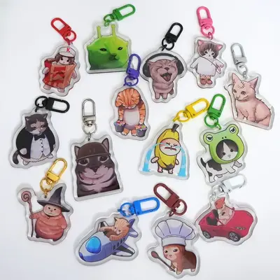 Funny Meme Cat Keychains - Cute & Collectible Accessories for Keys or Bags