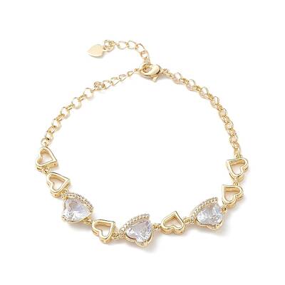Clear Cubic Zirconia Heart Link Bracelets