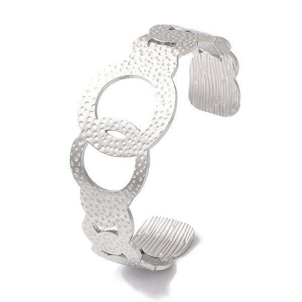 Non-Tarnish 304 Stainless Steel Textured Ring Open Cuff Bangles for Women