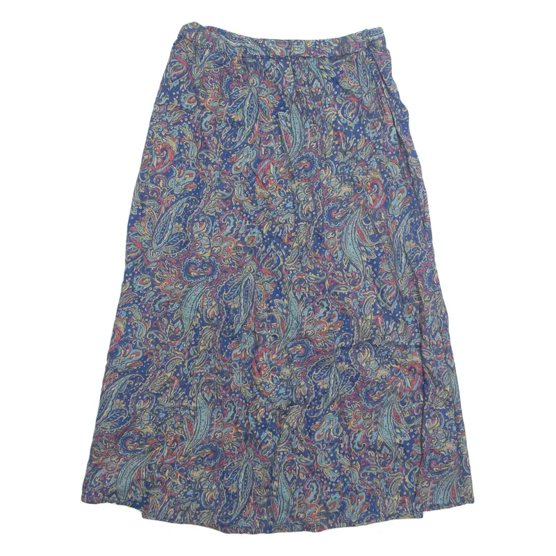 Womens A-Line Skirt Blue Knee Length Floral S