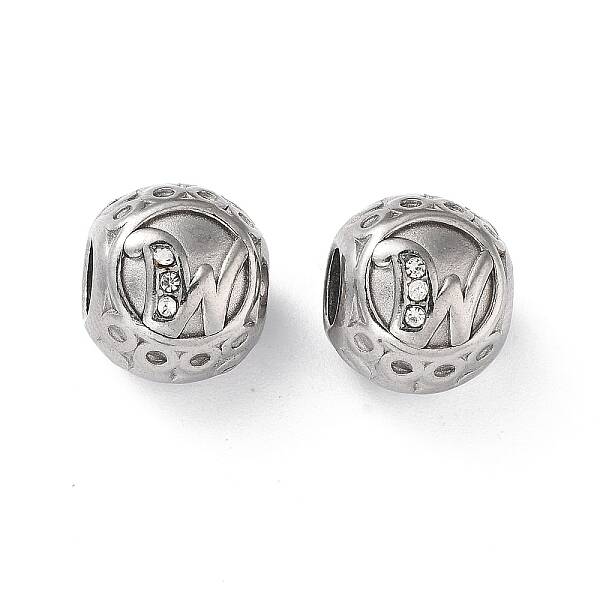 304 Stainless Steel Rhinestone European Beads