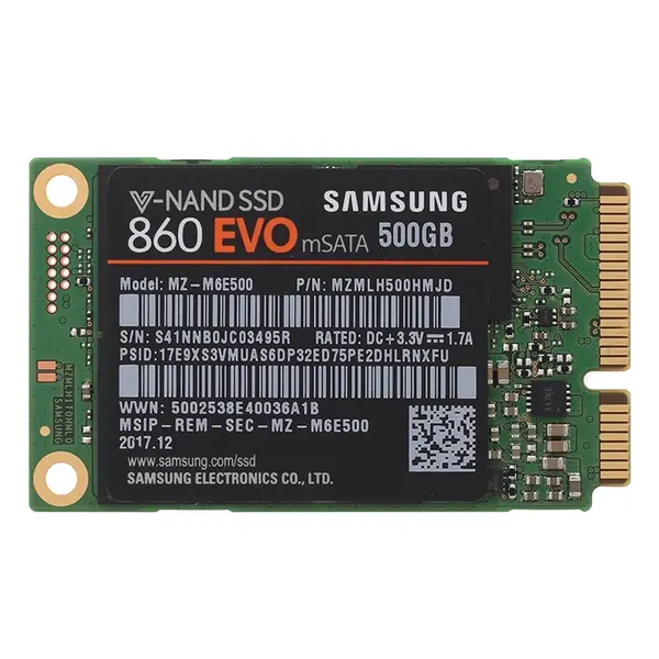 MZ-M6E500B Samsung 860 EVO Series 500GB mSATA 6GB/s SATA 512MB Cache V-NAND 3bit MLC Solid State Drive