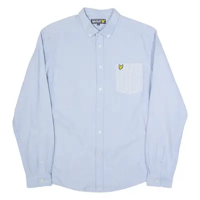 LYLE & SCOTT Mens Plain Shirt Blue Long Sleeve L