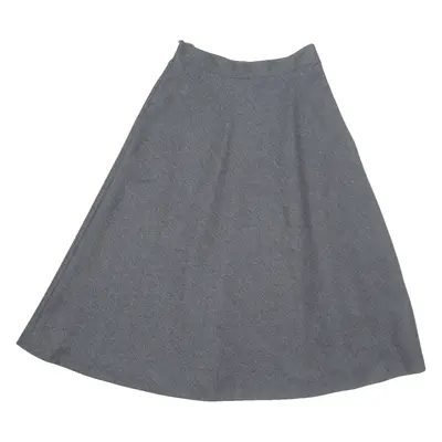 Womens A-Line Skirt Grey Midi Wool M