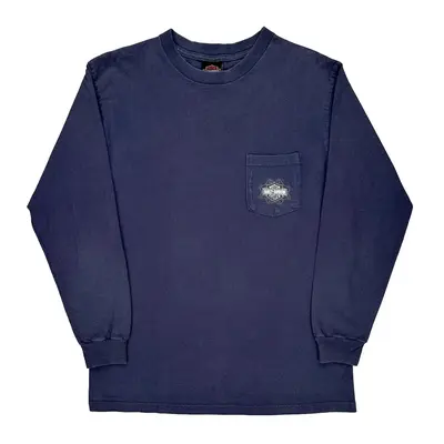 Harley Davidson Graphic Long Sleeve T-Shirt - Large Blue Cotton