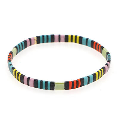 Rainbow Bohemian Style Glass Beads Stretch Bracelets