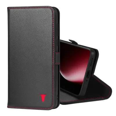 Honor Magic 7 Pro Leather Wallet Case - Black with Red Detail