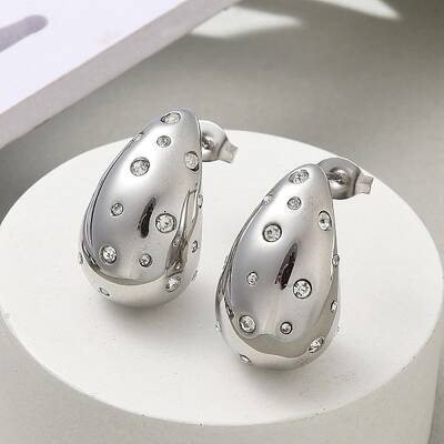 304 Stainless Steel Teardrop Stud Earrings