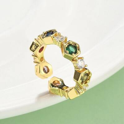Brass Micro Pave Cubic Zirconia Open Cuff Rings