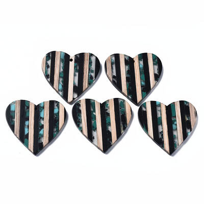 Stripe Resin & Walnut Wood Pendants