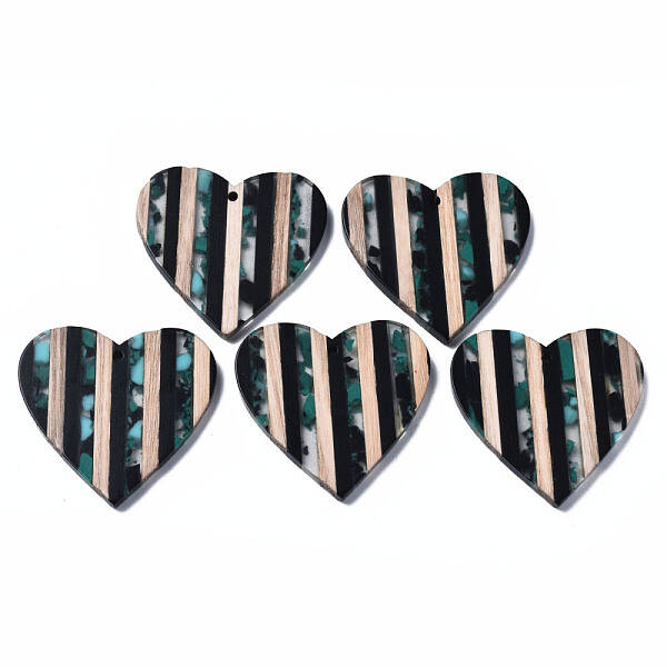 Stripe Resin & Walnut Wood Pendants