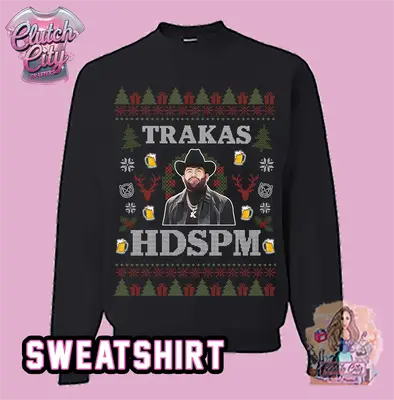 Trakas HDSPM Christmas Black Sweatshirt Crew Neck - Lightweight Holiday Sweater with Classic Crew Neck Design for Men Long Sl...