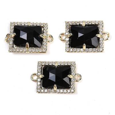 Natural Obsidian Faceted Rectangle Links
