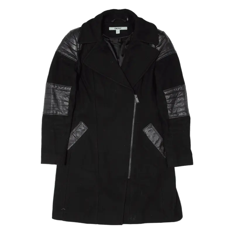 DKNY Overcoat Coat Black Wool Womens S