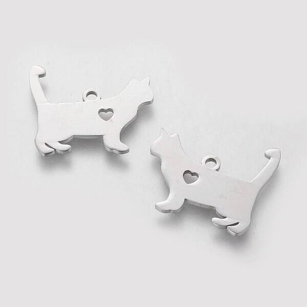 Non-Tarnish 201 Stainless Steel Puppy Pendants