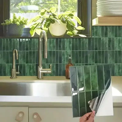 5/10/20/30pcs 3D Mosaic Self-Adhesive Wall Stickers, Waterproof Fireproof Decorative Wallpaper for Kitchen Bathroom Living Ro...