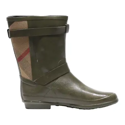 BURBERRY Ankle Boots Green Leather Womens UK 6
