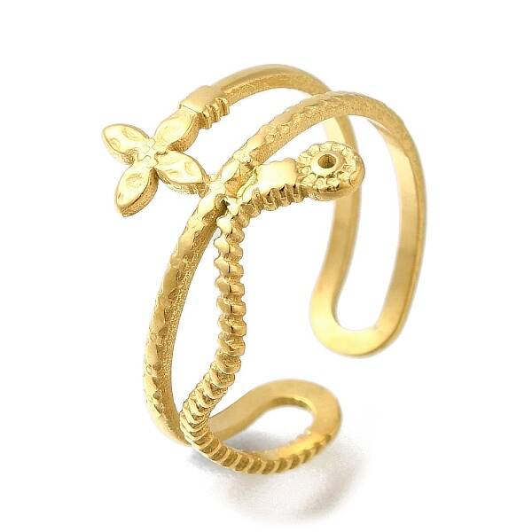 Ion Plating(IP) 304 Stainless Steel Cuff Rings for Women