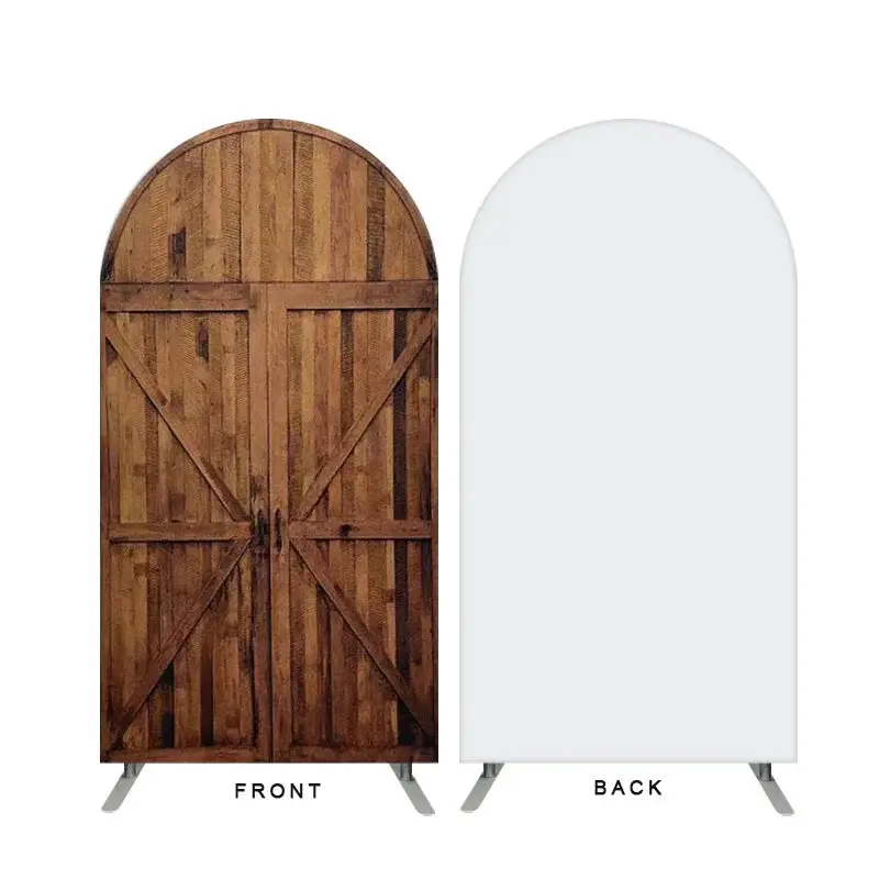 Aperturee Wooden Theme Dark Brown Double Sided Arch Backdrop