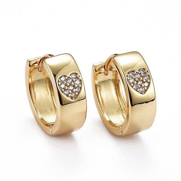 Brass Micro Pave Clear Cubic Zirconia Huggie Hoop Earrings