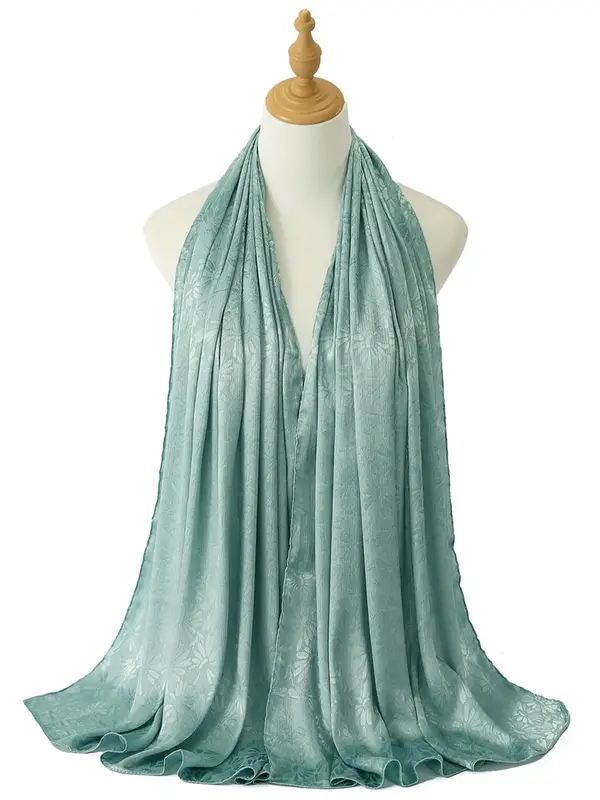 1PC Sunflower Pleated Scarf, Unisex Classic Solid Color Muslim Wrap for All Seasons, Breathable and Stylish Daily Use