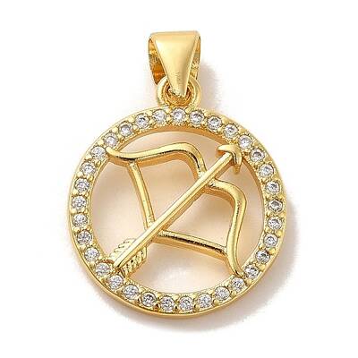 Zodiac Theme Brass Micro Pave Cubic Zirconia Pendants