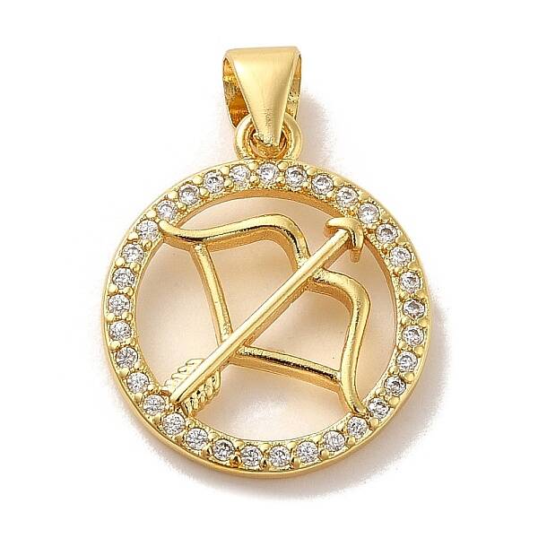 Zodiac Theme Brass Micro Pave Cubic Zirconia Pendants