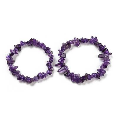 Natural Amethyst Chip Beaded Stretch Bracelet