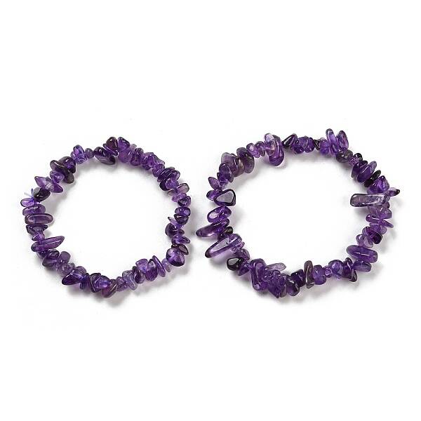 Natural Amethyst Chip Beaded Stretch Bracelet